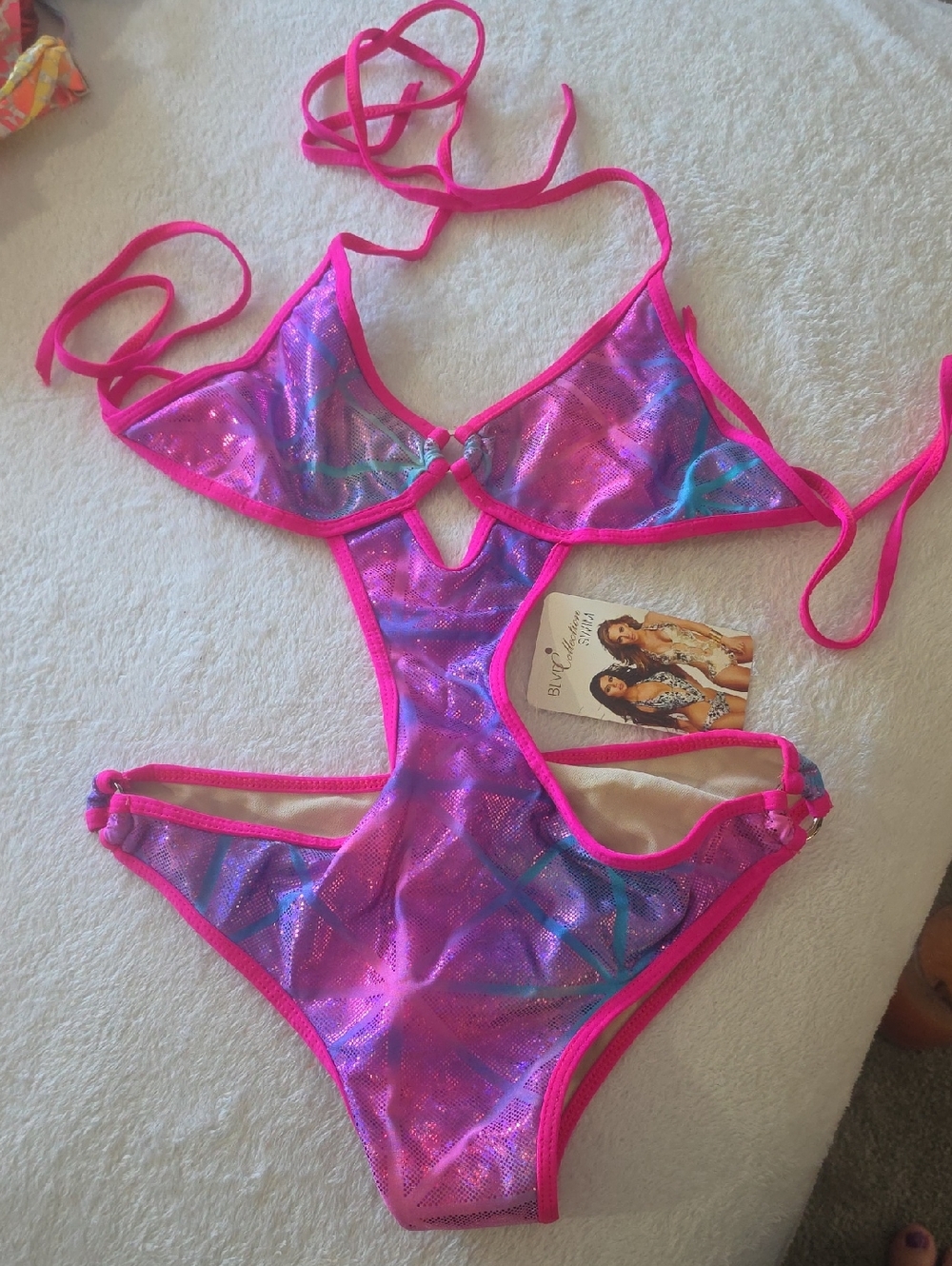 BLVD Pink Iridescent One-Piece Bikini